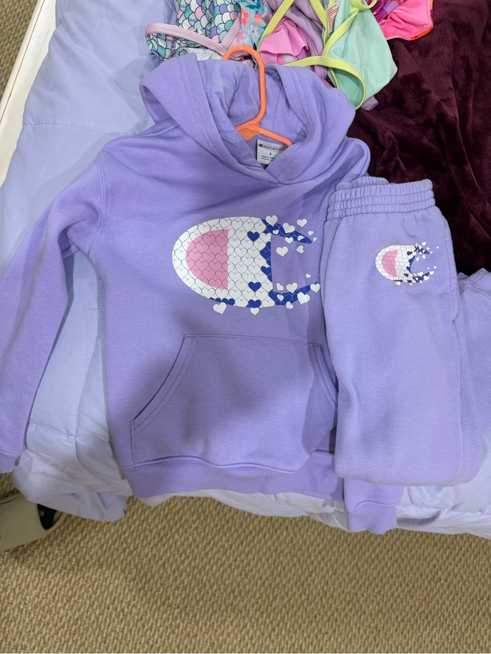 Champion Lavender Hoodie and Joggers Set with Heart Logo